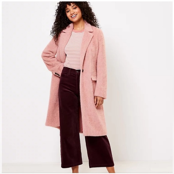 LOFT Cozy Herringbone Coat Pastel Pink Size XXS - Picture 1 of 4